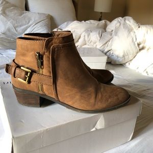 Madden Girl Cognac Leather Booties